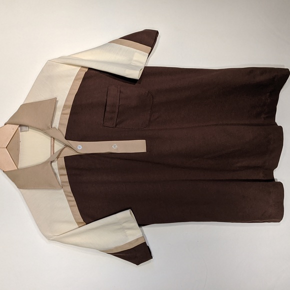 Vintage 60's brown and cream polo shirt - Picture 2 of 8